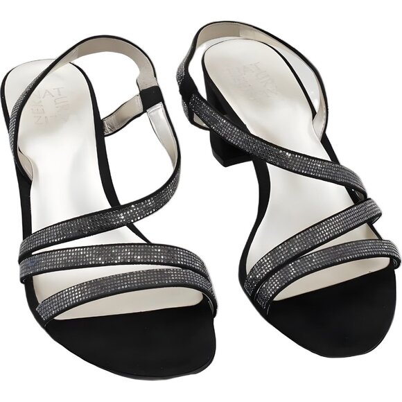 Naturalizer Vanessa Strappy Dress Sandals Black Low Heel Women US 9M EU 40 - Picture 1 of 6